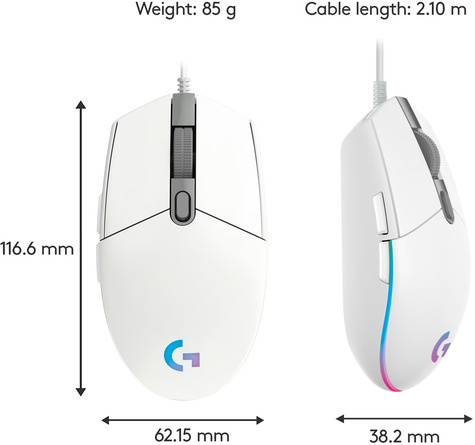 Logitech G203 LIGHTSYNC Gaming Mouse - WHITE