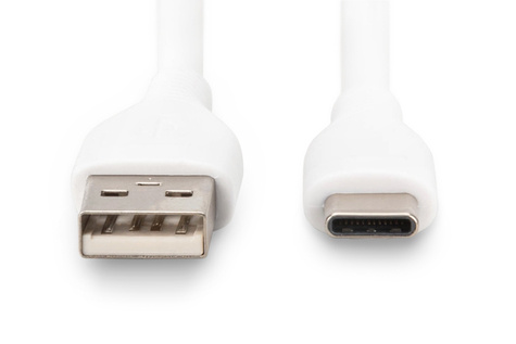DIGITUS USB-C siliconen oplaadkabel, USB-A - USB-C 2m, USB 2.0, 60W, wit