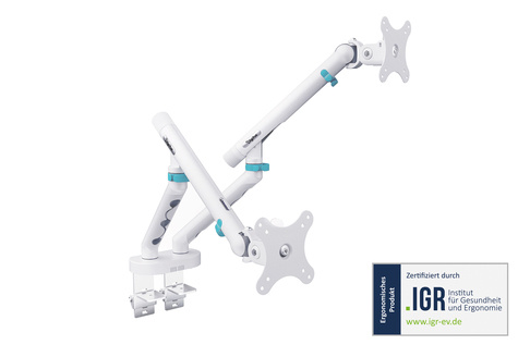 DIGITUS Dubbele monitorbeugel, 2x 35", 2x 10 kg Mechanische veer, VESA: 75x75, 100x100, wit