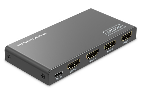 DIGITUS 3x1 HDMI schakelaar, 8K/60Hz (4:4:4), HDR, HDCP 2.3