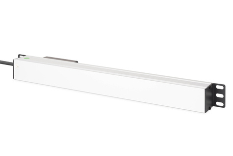 DIGITUS 1U aluminium PDU, rackmontage, 6x veiligheidsuitgang, 1x uitgang 16A, 4000W, 250VAC 50/60Hz, 1x stroomonderbreker