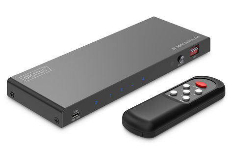 DIGITUS 4x1 HDMI schakelaar, 8K/60Hz (4:2:0), Toslink, Stereo, EDID-regeling