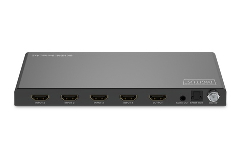 DIGITUS 4x1 HDMI schakelaar, 8K/60Hz (4:2:0), Toslink, Stereo, EDID-regeling