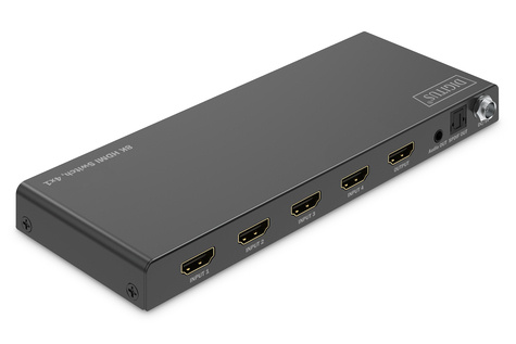 DIGITUS 4x1 HDMI schakelaar, 8K/60Hz (4:2:0), Toslink, Stereo, EDID-regeling
