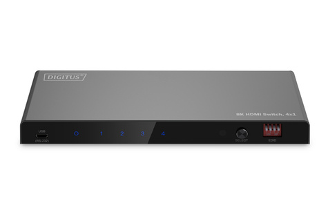 DIGITUS 4x1 HDMI schakelaar, 8K/60Hz (4:2:0), Toslink, Stereo, EDID-regeling