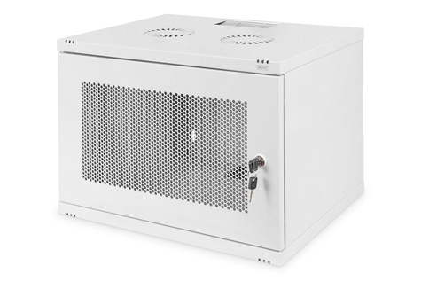 DIGITUS 7U wandbehuizing, SOHO, niet gemonteerd 370x540x400 mm, geperforeerde voordeur, grijs