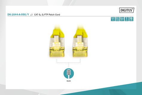 DIGITUS CAT 6A S-FTP patchkabel, koper, LSZH AWG 26/7, lengte 5 m, kleur geel