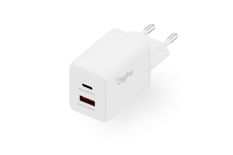 DIGITUS USB-oplader GaN 45W, 1x USB-C, 1x USB-A wit
