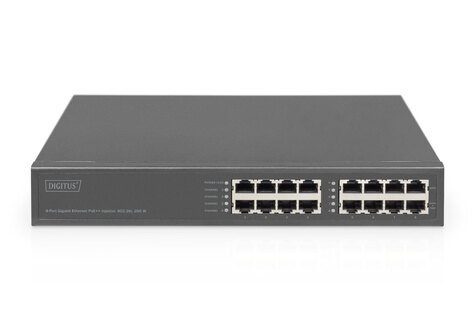 DIGITUS Schakelaar 8-poorts Gigabitgabit PoE + injector 250W