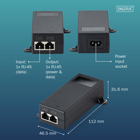 DIGITUS Gigabit Ethernet PoE++ Injector 802.3bt