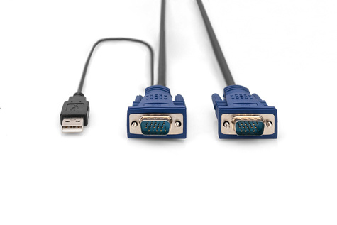 DIGITUS KVM-Kabel D-Sub15 -> 2xPS/2+USB+D-Sub15  St/St 3.00m
