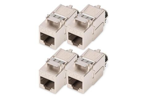 DIGITUS Cat.8.I Hoeksteenmodule afgeschermd, zonder gereedschap, stofkap, 4 st.