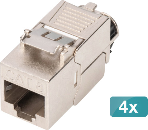 DIGITUS Cat.8.I Hoeksteenmodule afgeschermd, zonder gereedschap, stofkap, 4 st.