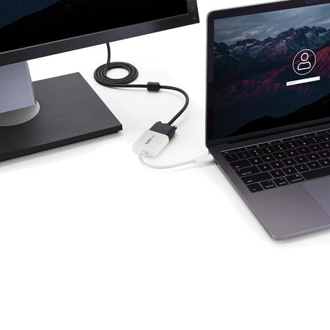 STARTECH USB-C naar VGA adapter - USB Type-C naar VGA video converter - wit - USB/VGA-adapter - 24 pin USB-C (M) naar HD-15 (VGA) (V)