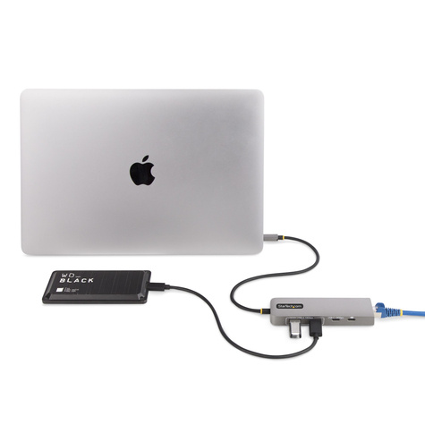 STARTECH 3-Port USB-C Hub with 2.5 Gigabit Ethernet and 100W Power Delivery Passthrough Laptop Charging