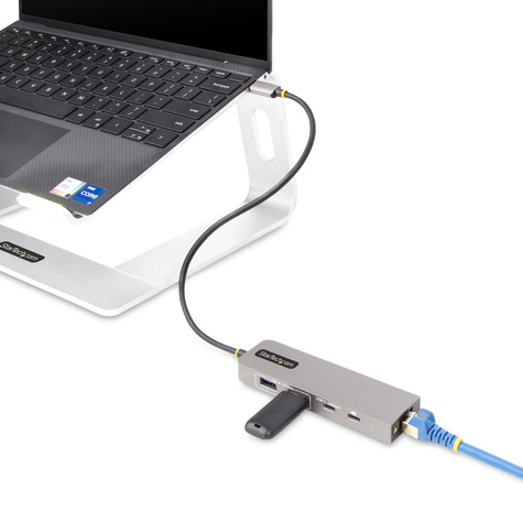 STARTECH 3-Port USB-C Hub with 2.5 Gigabit Ethernet and 100W Power Delivery Passthrough Laptop Charging