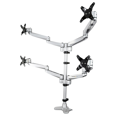 STARTECH Monitor arm voor 4 schermen tot 27" - volledig beweegbaar - bureau/doorvoergat bevestiging - premium (ARMQUADPS)