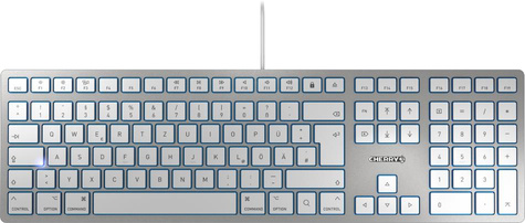Cherry Cherry KC 6000 SLIM FOR MAC - Keyboard - Corded - QWERTY - Silver/White
