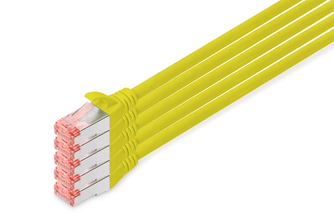 DIGITUS DIGITUS CAT 6 S-FTP patchkabel, koper, LSZH AWG 27/7, lengte 10 m, 5 stuks, kleur geel