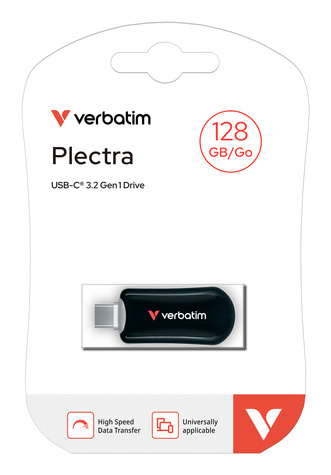 Verbatim Plectra Black 128GB USB-C Flash Drive 30225