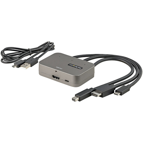 STARTECH 3-in-1 Multiport naar HDMI Adapter - 4K 60Hz USB-C, HDMI of Mini DisplayPort naar HDMI Converter