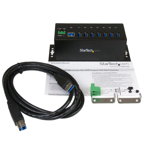 STARTECH 7-poorts industriële USB 3.0 hub met ESD beveiliging - Hub - 7 x Super Speed USB 3.0 - monteerbaar op DIN-rails, wandbevestiging