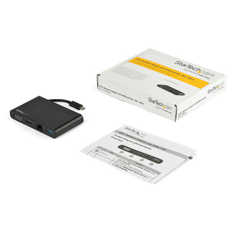 STARTECH USB-C multiport 4-in-1 adapter met HDMI en VGA - 1x USB-A  - 4K -GbE - mobiel docking station