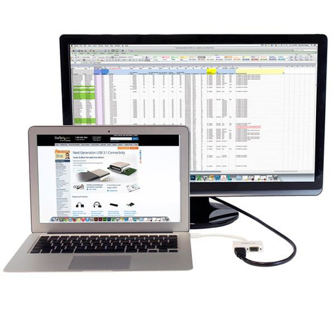 STARTECH A/V-reisadapter: 2-in-1 Mini DisplayPort naar HDMI of VGA converter - Videoconverter - DisplayPort - HDMI, VGA - wit - voor Apple MacBook Air