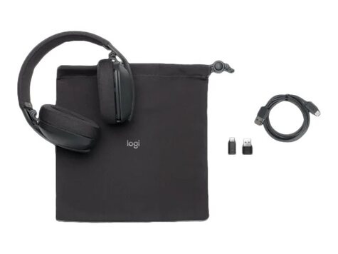 Logitech Zone Vibe Wireless - Headset - over oor - Bluetooth - draadloos - USB-C via Bluetooth-adapter - grafiet - geoptimaliseerd voor UC