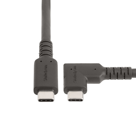 STARTECH 1.6ft (50cm) Rugged Right Angle USB-C Cable, USB 3.2 Gen 2 (10 Gbps), USB C to C Data Transfer Cable