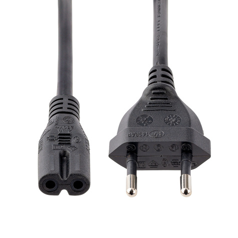 STARTECH 1m Laptop Stroomkabel, EU Plug naar C7, 2.5A 250V, 18AWG, Laptop Vervangkabel, Printer Voedingskabel
