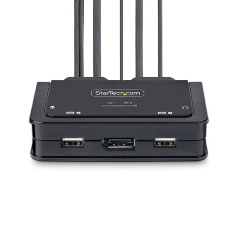 STARTECH 2-Port Hybrid USB-C DisplayPort Cable KVM Switch, 4K 60Hz, Compact KVM with 6ft/1.8m