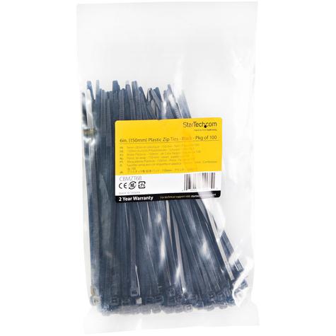 STARTECH 15cm(6") Cable Ties, 3mm(1/8") wide, 39mm(1-3/8") Bundle Diameter, 18kg(40lb)