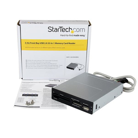 STARTECH Interne USB 2.0 multimedia kaartlezer 3,5"  22-in-1 Front Panel  card reader 22-in-1 - zwart - Kaartlezer - 2 in 1 - 3,5" (Meerdere formaten) - USB 2.0