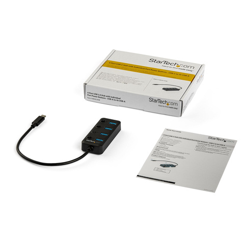 STARTECH 4 poorts USB C hub - 4x USB-A poorten met Aan/Uit knoppen - mobiele USB-C naar USB 3.0 hub - Hub - 4 x USB 3.1 Gen 1 - desktop
