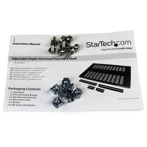 STARTECH Vaste Plank Serverrack Verstelbare Diepte - Rackplank - zwart - 1U - 19"