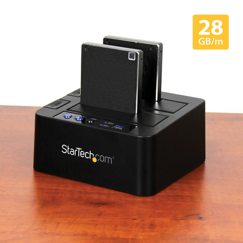 STARTECH Standalone Hard Drive Duplicator, Dual Bay HDDSSD ClonerCopier, USB 3.1 (10 Gbps) to SATA III (6Gbps)