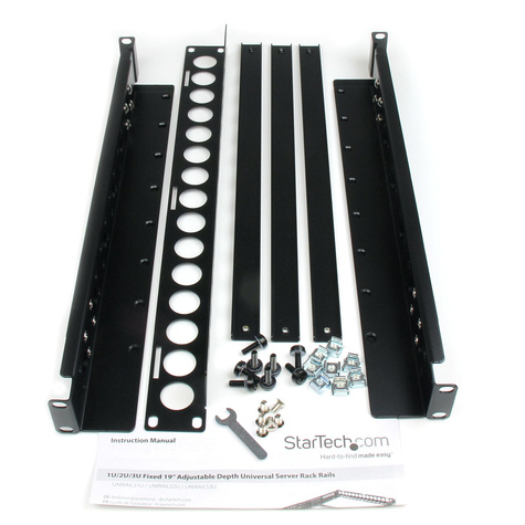 STARTECH 1U Vaste 19" universele serverrack rails met verstelbare diepte - Rekrail - zwart - 1U - 19"