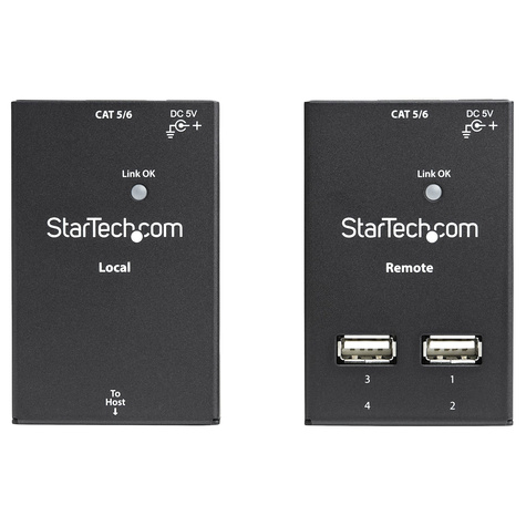 STARTECH 4-Port USB 2.0 Extender - 165ft (50m) USB Over Cat5/Cat6 Extender - Compact USB 2.0 Over Ethernet Extender