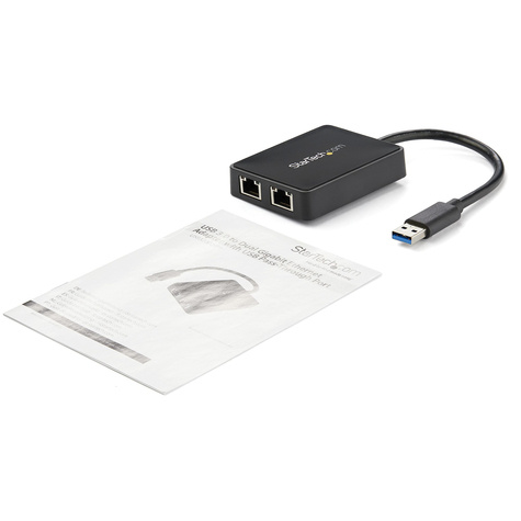 STARTECH USB 3.0 naar 2-poorts gigabit Ethernet-adapter NIC met USB-poort - Netwerkadapter - USB 3.0 - 1GbE - 1000Base-T - 2 poorten - zwart