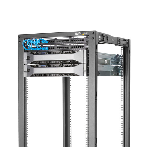 STARTECH 42U open-frame server rack kast met 4 stijlen met instelbare diepte - plat verpakt - zwenkwielen - Rack - zwart - 42U