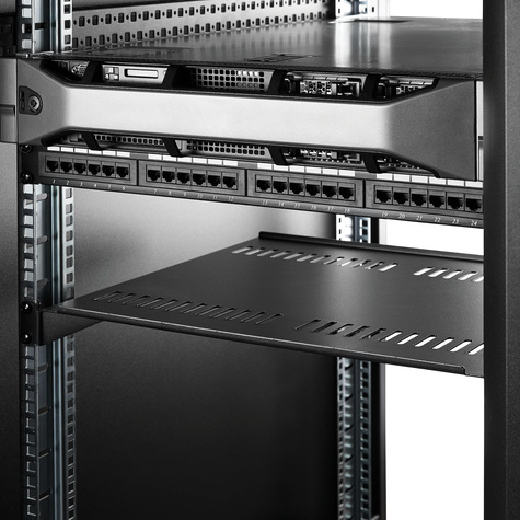 STARTECH Ventilerend 1U schap voor rack - 16" / 40,6 cm diep - 1U serverkast monteerbaar - Rackplank - zwart - 1U - 16" - voor P/N: CABSHELF116