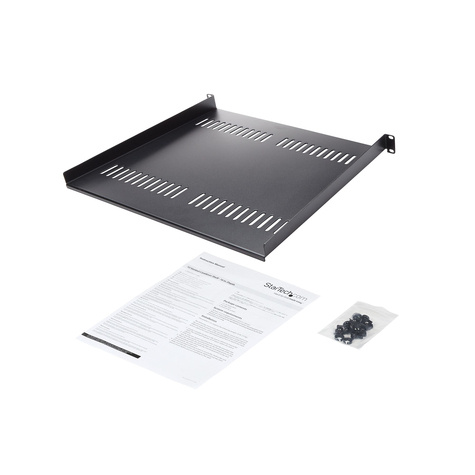 STARTECH Ventilerend 1U schap voor rack - 16" / 40,6 cm diep - 1U serverkast monteerbaar - Rackplank - zwart - 1U - 16" - voor P/N: CABSHELF116