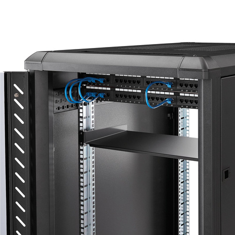 STARTECH 1U schap voor rack - 10" / 25,4 cm diep - 1U serverkast monteerbaar - Rackplank - zwart - 1U - 10"