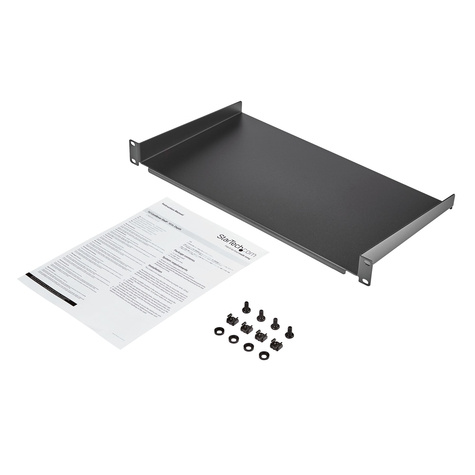STARTECH 1U schap voor rack - 10" / 25,4 cm diep - 1U serverkast monteerbaar - Rackplank - zwart - 1U - 10"