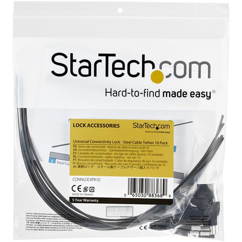 STARTECH Anti-diefstal kabel - verstelbaar - vergrendelingskabel met lus - inclusief krimpkous huls - staal - 10 stuks (CONNLOCKPK10)