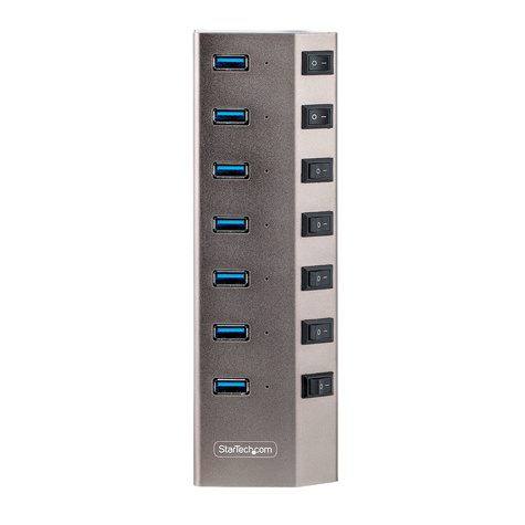 STARTECH 7-Port Self-Powered USB-C Hub with Individual On/Off Switches, USB 3.0 5Gbps Expansion Hub w/Power Supply