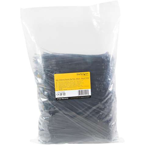 STARTECH 15cm(6") Cable Ties, 3mm(1/8") wide, 39mm(1-3/8") Bundle Diameter, 18kg(40lb) Tensile Strength
