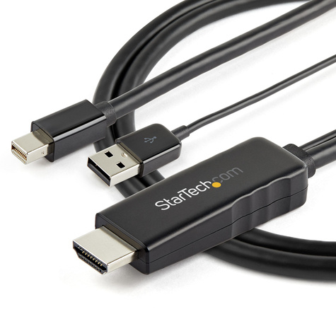 STARTECH 6ft (2m) HDMI to Mini DisplayPort Cable 4K 30Hz, Active HDMI to mDP Adapter Converter Cable with Audio