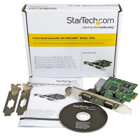 STARTECH 2 poorts PCI Express seriële kaart met 16C1050 UART - RS232 - PCIe serial card met Dual Channel 16C1050 UART